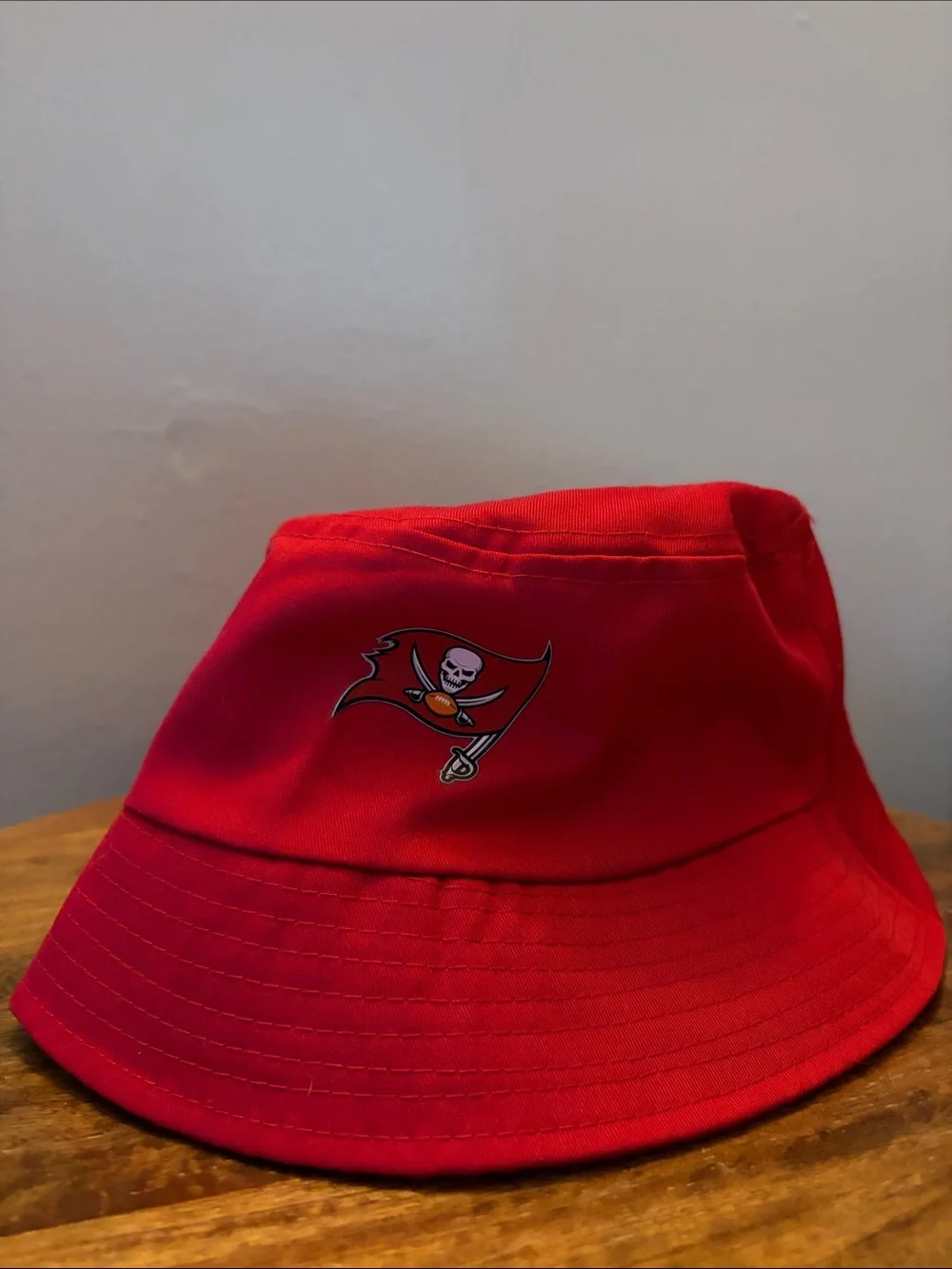 Red Kids Bucket Hat with Football Team Logo